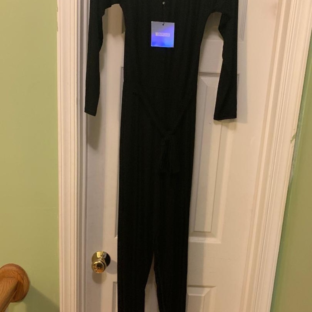 NWT MISSGUIDED Black Jumpsuit Bardot Small